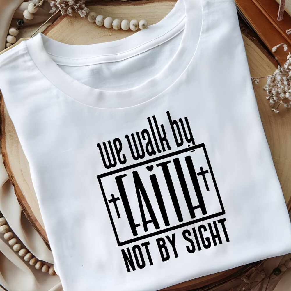 We Walk By Faith Not By Sight Softstyle® Fitted T-Shirt - Picture 3 of 4